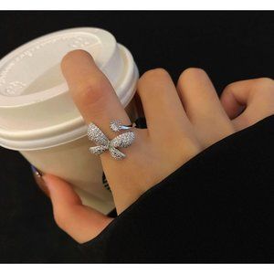 Silver butterfly ring